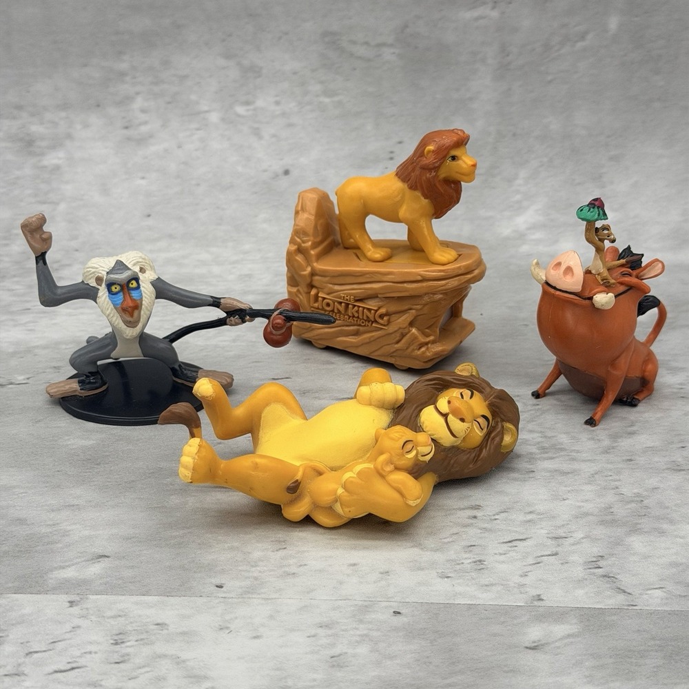 Disney Vtg The Lion King Figure Toy Lot Of 4 Simba Mufasa Rafiki Timon Pumba PVC
